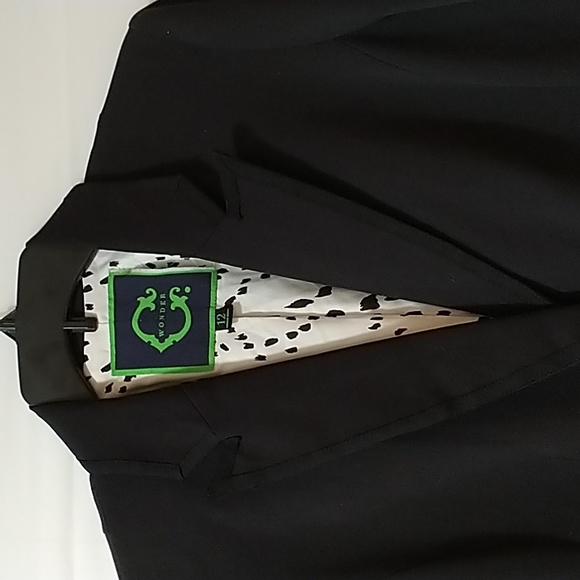 C Wonder Black Blazer Printed lining Sized 12 - Picture 2 of 5